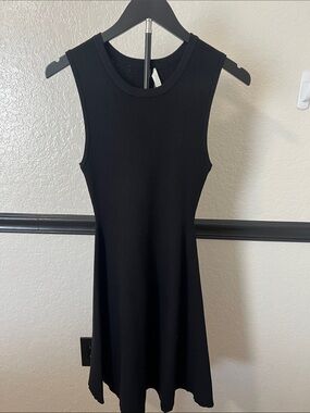 Active USA Black Ribbed Sleeveless Flared Mini Dress - Size L